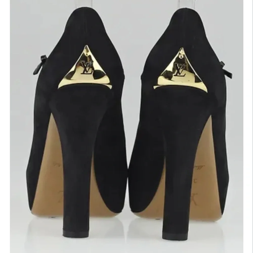 Louis Vuitton Black Suede Varennes Strap Platform Pumps - Picture 4 of 12